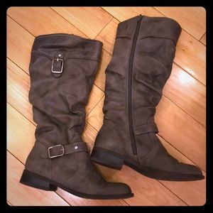 Gray knee high boots - like brand new!